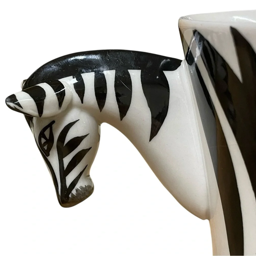 PIER 1 IMPORTS Zebra hand painted ceramic Mugs stoneware